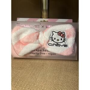 HELLO KITTY Baby Pink Striped Plush Spa Headband